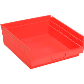 Plastic Shelf Bin Nestable 11-1/8"W x 11-5/8" D x 4"H Red - Pkg Qty 12