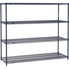 Nexelon Wire Shelving, Blue Epoxy, 60"W X 24"D X 63"H