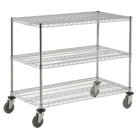 Nexel Adjustable Chrome Wire Shelf Cart, 3 Shelves, 800 Lb. Capacity, 72"L x 24"W x 40"H