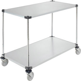 Nexel Adjustable Solid Galvanized Shelf Cart, 2 Shelves, 800 Lb. Cap, 48"L x 18"W x 40"H