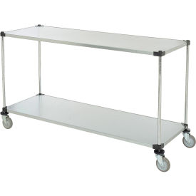 Nexel Adjustable Solid Galvanized Shelf Cart, 2 Shelves, 800 Lb. Cap, 72"L x 18"W x 40"H