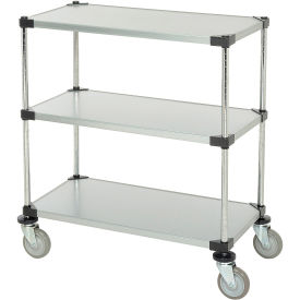 Nexel Adjustable Solid Galvanized Shelf Cart, 3 Shelves, 800 Lb. Cap, 36"L x 18"W x 40"H
