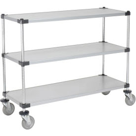 Nexel Adjustable Solid Galvanized Shelf Cart, 3 Shelves, 800 Lb. Cap, 72"L x 18"W x 40"H
