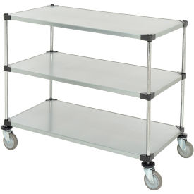 Nexel Adjustable Solid Galvanized Shelf Cart, 3 Shelves, 800 Lb. Cap, 48"L x 24"W x 40"H