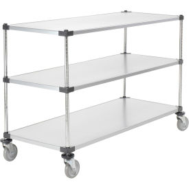 Nexel Adjustable Solid Galvanized Shelf Cart, 3 Shelves, 800 Lb. Cap, 72"L x 24"W x 40"H