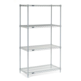 Nexel Stainless Steel Wire Shelving, 36"W x 18"D x 63"H