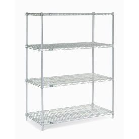 Nexel Stainless Steel Wire Shelving, 48"W x 24"D x 63"H