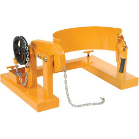 Forklift Tilting 55 Gallon Drum Dumper, Steel, Yellow, 800 Lb. Capacity