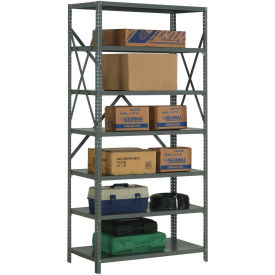 Global Industrial 7 Shelf, 20 Ga Open Steel Shelving Unit, 48"W x 12"D x 73"H, Gray