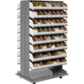 Mobile Double Sided Bin Rack with (112) Corrugated Bins, 36x26x65