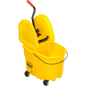 Rubbermaid WaveBrake 26 Qt. Yellow Mop Bucket & Side Press Wringer Combo