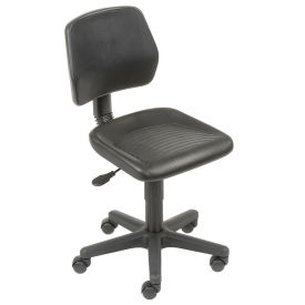 Industrial Mid Back Task Chair, Polyurethane, Black