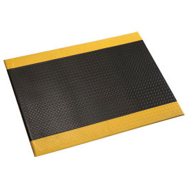 Apache Mills Diamond Plate Mat, 24x60', Black/Yellow Border