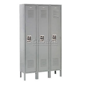 Single Tier Locker, 15x18x72, 3 Door Unassembled, Gray