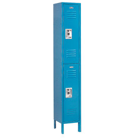 Double Tier Locker, 12x15x36, 2 Door Ready To Assemble, Blue