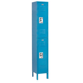 Double Tier Locker, 12x18x36 2 Door, Unassembled, Blue