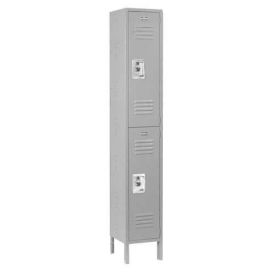 Double Tier Locker, 12x18x36, 2 Door Ready To Assemble, Gray