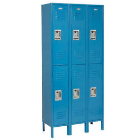 Double Tier Locker, 12x18x36, 6 Door Unassembled, Blue