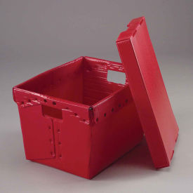 Postal Mail Tote With Lid, Corrugated Plastic, Red, 18-1/2x13-1/4x12 - Pkg Qty 10