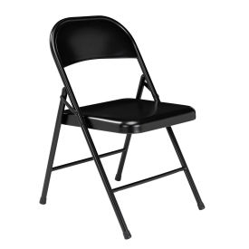 National Public Seating INT-910 All Steel Folding Chair, Black - Pkg Qty 4
