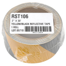 INCOM Reflective Safety Tape, 2"W x 30'L, Striped Yellow/Black, 1 Roll