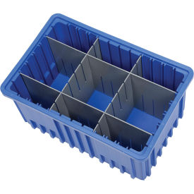 Totes & Containers, Divider Containers, Plastic Dividable Grid Container,  16-1/2"L x 10-7/8"W x 8"H, Blue - Pkg Qty 8