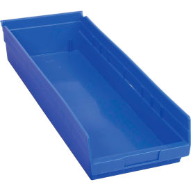 Plastic Shelf Bin Nestable 8-3/8"W x 23-5/8" D x 4"H Blue - Pkg Qty 6