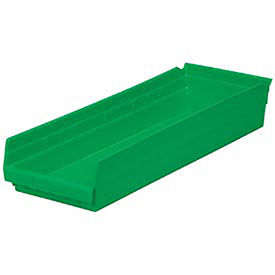 Plastic Shelf Bin Nestable 8-3/8"W x 23-5/8" D x 4"H Green - Pkg Qty 6