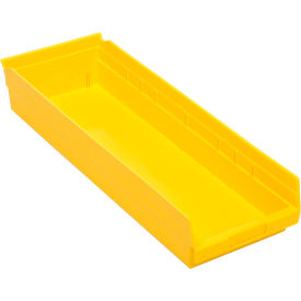 Plastic Shelf Bin Nestable 8-3/8"W x 23-5/8" D x 4"H Yellow - Pkg Qty 6