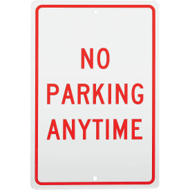 No Parking Anytime Aluminum Sign, .063mm Thick