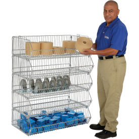 Stackable Wire Storage Rack Removable Bins, 48x20x45