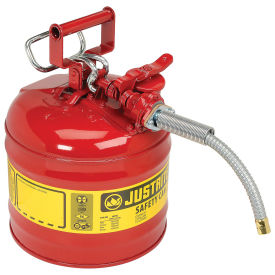 Justrite 7220120 Type II Safety Can, 2-Gallon with 5/8" Flexible Spout, Red
