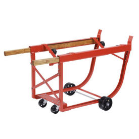 Heavy Duty Drum Cradle, Wood Handles & Steel Wheels, Red