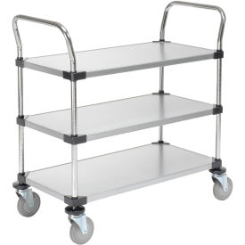 Galvanized Steel Utility Cart, 3 Shelves, 36x24x38