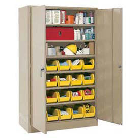 Locking Storage Cabinet With (29) Yellow Removable Bins, 48x24x78