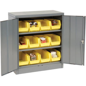 Locking Storage Cabinet With (12) Yellow Removable Bins, 36x18x42