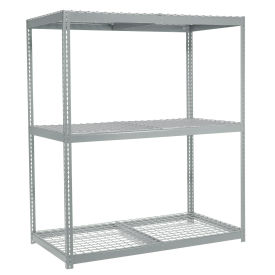 Wide Span Rack With 3 Shelves Wire Deck, 1200 Lb Capacity Per Level, 48"W x 48"D x 96"H