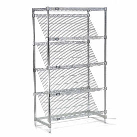 Nexel Chrome Slant Wire Shelving, 5 Shelves, 48"W x 18"D x 63"H