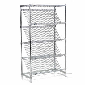 Nexel Chrome Slant Wire Shelving, 5 Shelves, 48"W x 24"D x 63"H