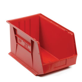 Plastic Storage Bin - Small Parts, 11 x 18 x 10, Red - Pkg Qty 4