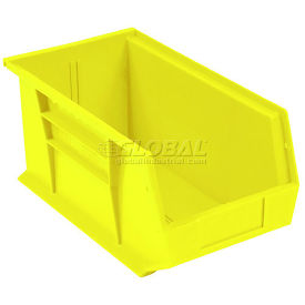 Global Industrial Plastic Stack & Hang Bin, 8-1/4"W x 18"D x 9"H, Yellow - Pkg Qty 6
