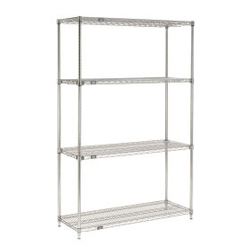 Nexel Quick Adjust Wire Shelving, Chrome, 48x24x54