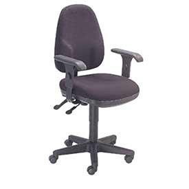 Multifunction Operator Chair With Adjustable Armrests, Fabric Upholstery, Black