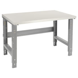 Adjustable Height Workbench C-Channel Leg, Plastic Laminate Square Edge, 48"W x 30"D, Gray