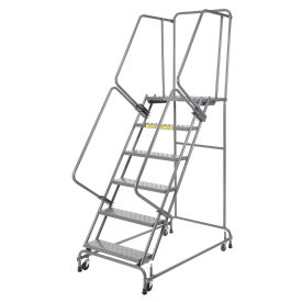 Ballymore FSH618P Perforated 16"W 6 Step Steel Rolling Ladder 14"D Top Step