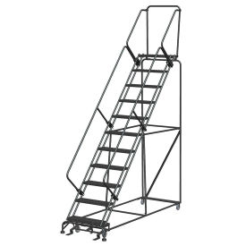 Ballymore SW1132PIP 11 Step 24" W Perforated All Directional Steel Rolling Ladder- Safety Angle