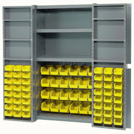 Global Industrial Bin Cabinet with 72 Yellow Bins, 38x24x72, Assembled