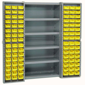 Global Industrial Bin Cabinet with 96 Yellow Bins, 38x24x72, Unassembled