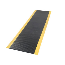 NoTrax Ribbed Surface Mat, Black w/Yellow Borders, 2'W x 30'L Roll