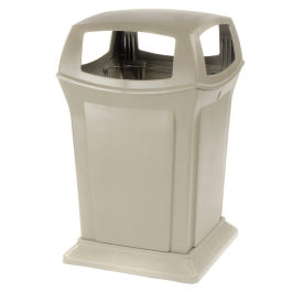 Rubbermaid Ranger® 4 Opening Outdoor Trash Can, 45 Gallon, Beige